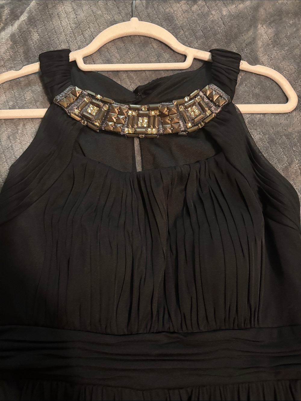 Sangria Black Long Dress with Neck Details